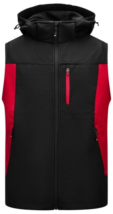 FHB Justus Softshell-Gilet Rood-Zwart