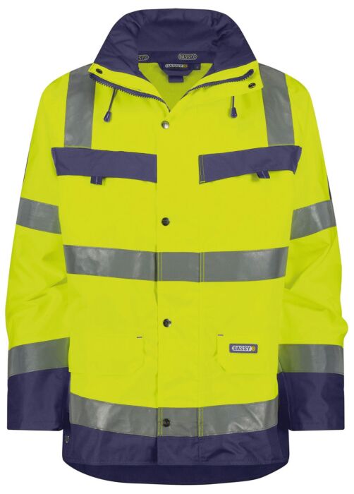 DASSY® Atlantis Hogezichtbaarheidsparka Fluogeel/Marineblauw