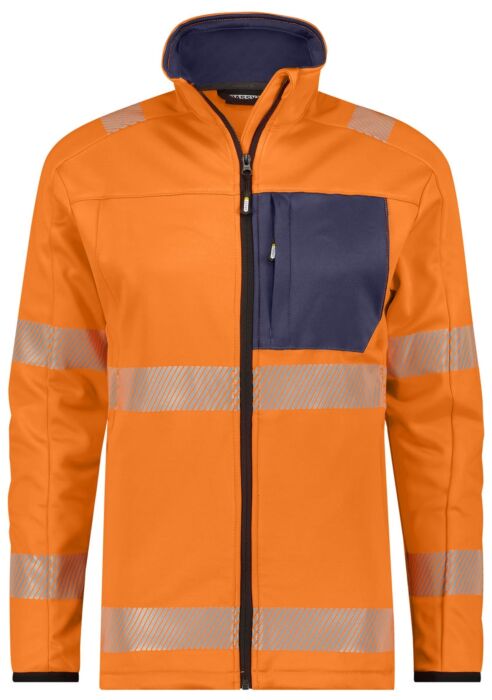 DASSY® Camden Hogezichtbaarheidsmidlayerjacket Fluo-Oranje/Marineblauw