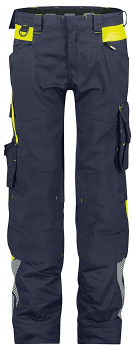 DASSY® Canton Women Werkbroek met stretch en kniezakken voor dames Nachtblauw/Fluogeel