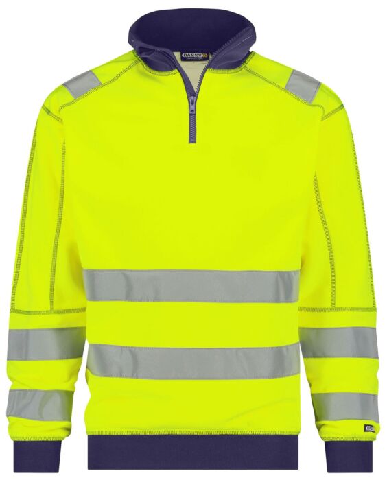 DASSY® Denver Hogezichtbaarheidssweater Fluogeel/Marineblauw