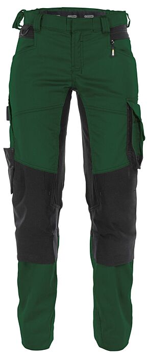 DASSY® Dynax Women Werkbroek met stretch en kniezakken voor dames Flessengroen/Zwart