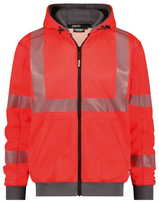 DASSY® Evans Hogezichtbaarheidshoodie Fluorood/Cementgrijs