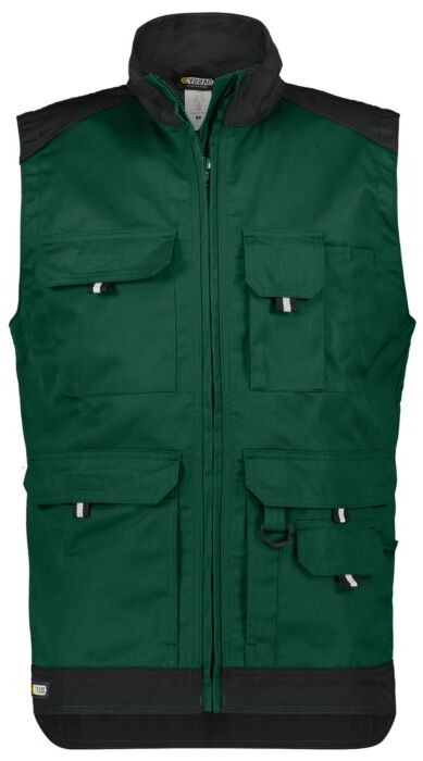 DASSY® Faro Tweekleurige mouwloze werkvest Flessengroen/Zwart