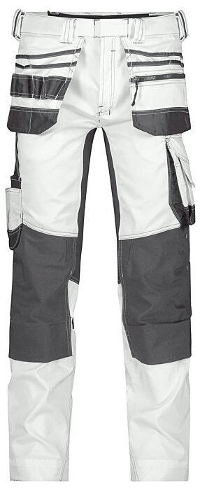 DASSY® Flux Painters Schildersbroek met stretch, holsterzakken en kniezakken Wit/Antracietgrijs