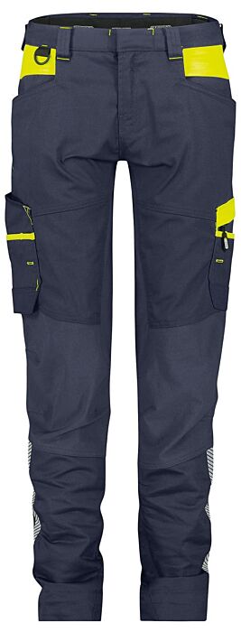 DASSY® Hong Kong Women Werkbroek met stretch voor dames Nachtblauw/Fluogeel