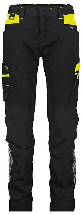 DASSY® Hong Kong Women Werkbroek met stretch voor dames Zwart/Fluogeel