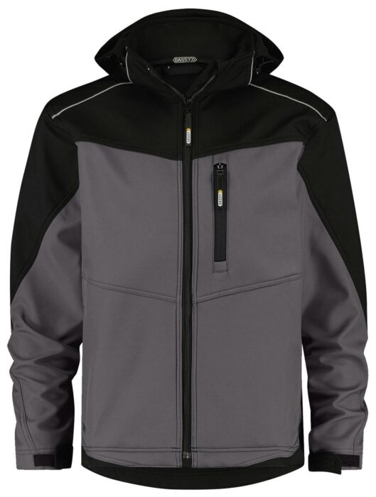 DASSY® Jakarta Tweekleurige softshelljas Cementgrijs/Zwart