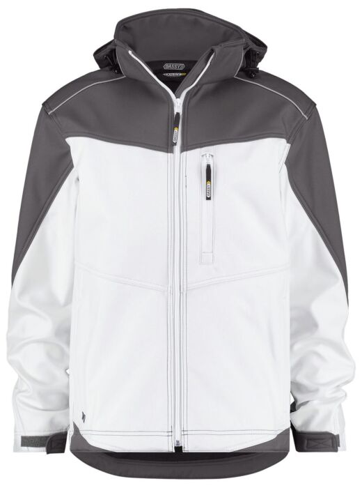 DASSY® Jakarta Tweekleurige softshelljas Wit/Cementgrijs