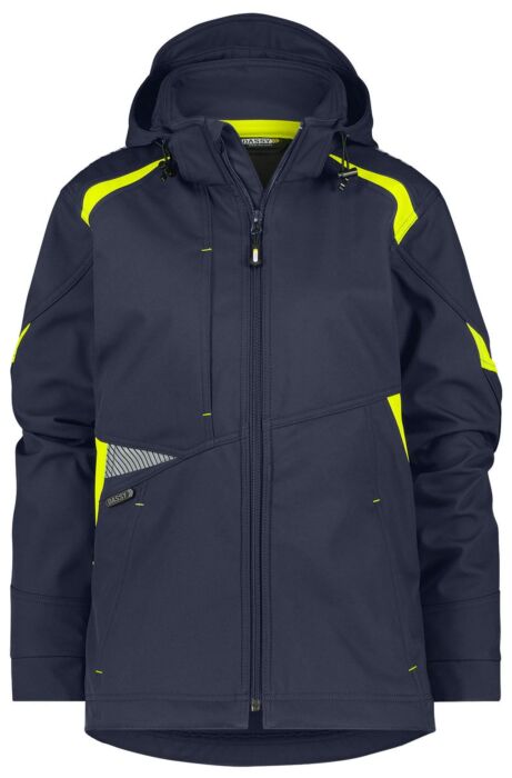 DASSY® Kalama Women Softshelljas voor dames Nachtblauw/Fluogeel