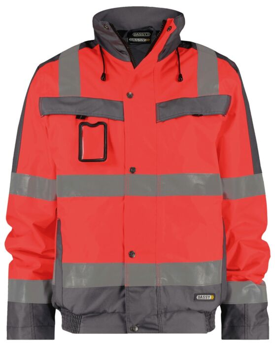 DASSY® Lima Hogezichtbaarheidswinterjas Fluorood/Cementgrijs