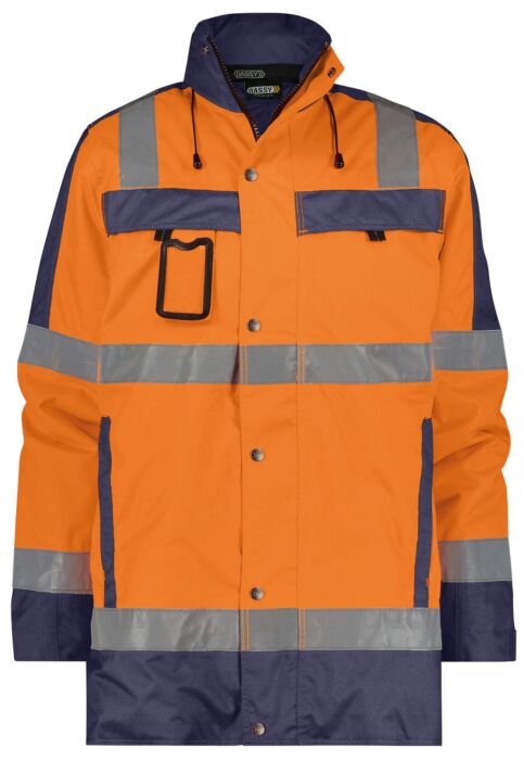 DASSY® Limasol Hogezichtbaarheidswinterparka Fluo-Oranje/Marineblauw