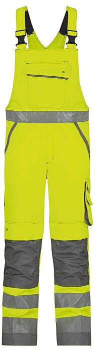 DASSY® Malmedy Hogezichtbaarheidsbretelbroek met kniezakken Fluogeel/Cementgrijs