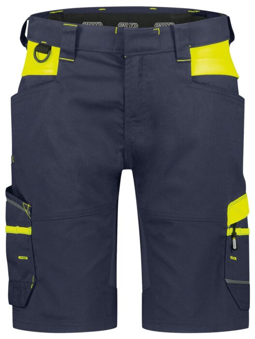 DASSY® Manilla Women Werkshort met stretch voor dames Nachtblauw/Fluogeel