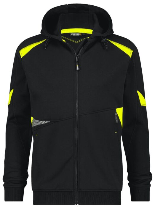 DASSY® Santos Hoodie Zwart/Fluogeel 305gr