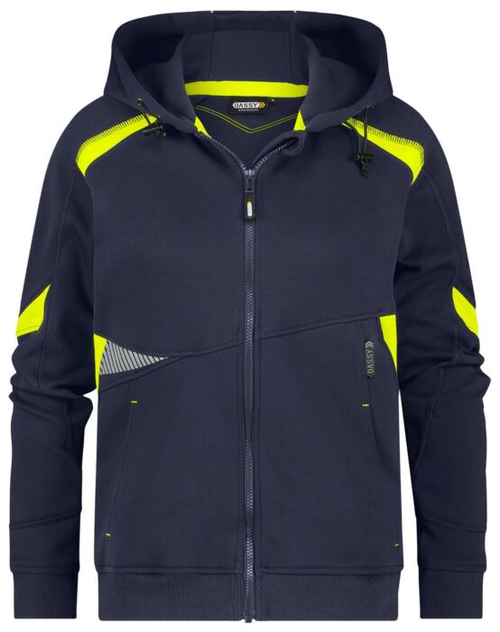 DASSY® Santos Women Hoodie voor dames Nachtblauw/Fluogeel 305gr