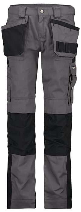 DASSY® Seattle Women Tweekleurige holsterzakkenbroek met kniezakken voor dames Cementgrijs/Zwart