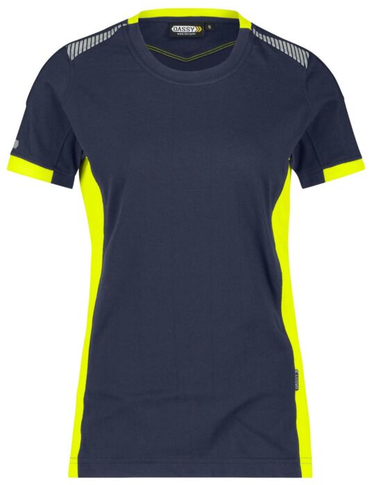 DASSY® Tampico Women T-shirt voor dames Nachtblauw/Fluogeel