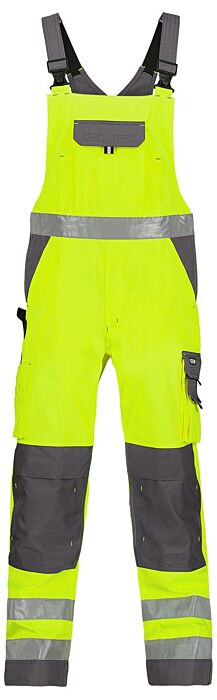 DASSY® Toulouse Hogezichtbaarheidsbretelbroek met kniezakken Fluogeel/Cementgrijs