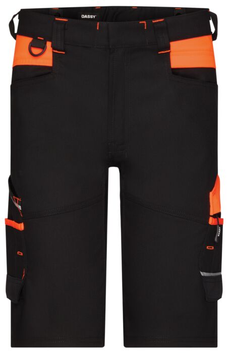 DASSY® Manilla Werkshort met stretch Zwart/Fluo-Oranje